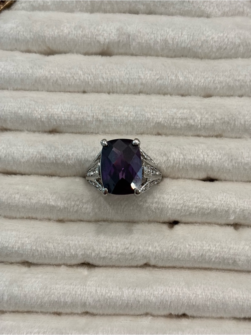 Sterling Silver Amethyst-Color Statement Ring- Sz 6